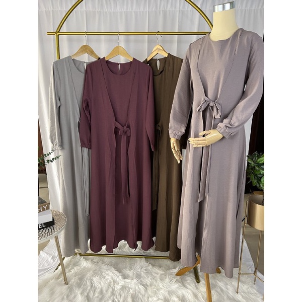 Gamis katun crinkle outer dan inner jadi 1