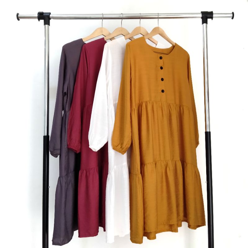 Ventana Tunik Big Size Wanita LD 110 Ruffle Rempel Susun Busui Friendly Silk Import