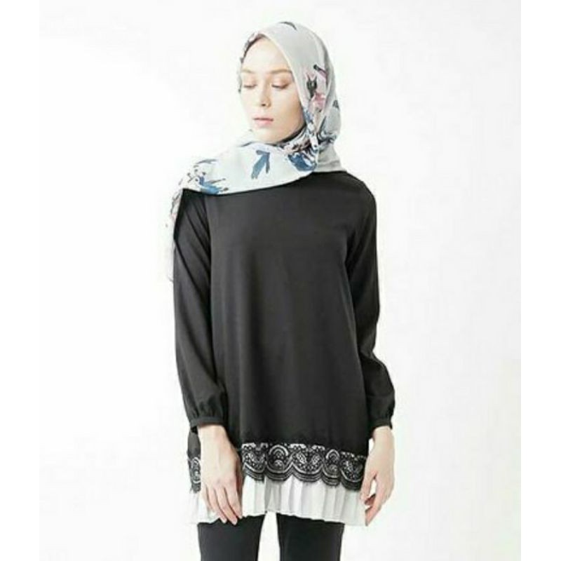 Anggun Tunic / Tunic Zoya kombinasi hitam putih
