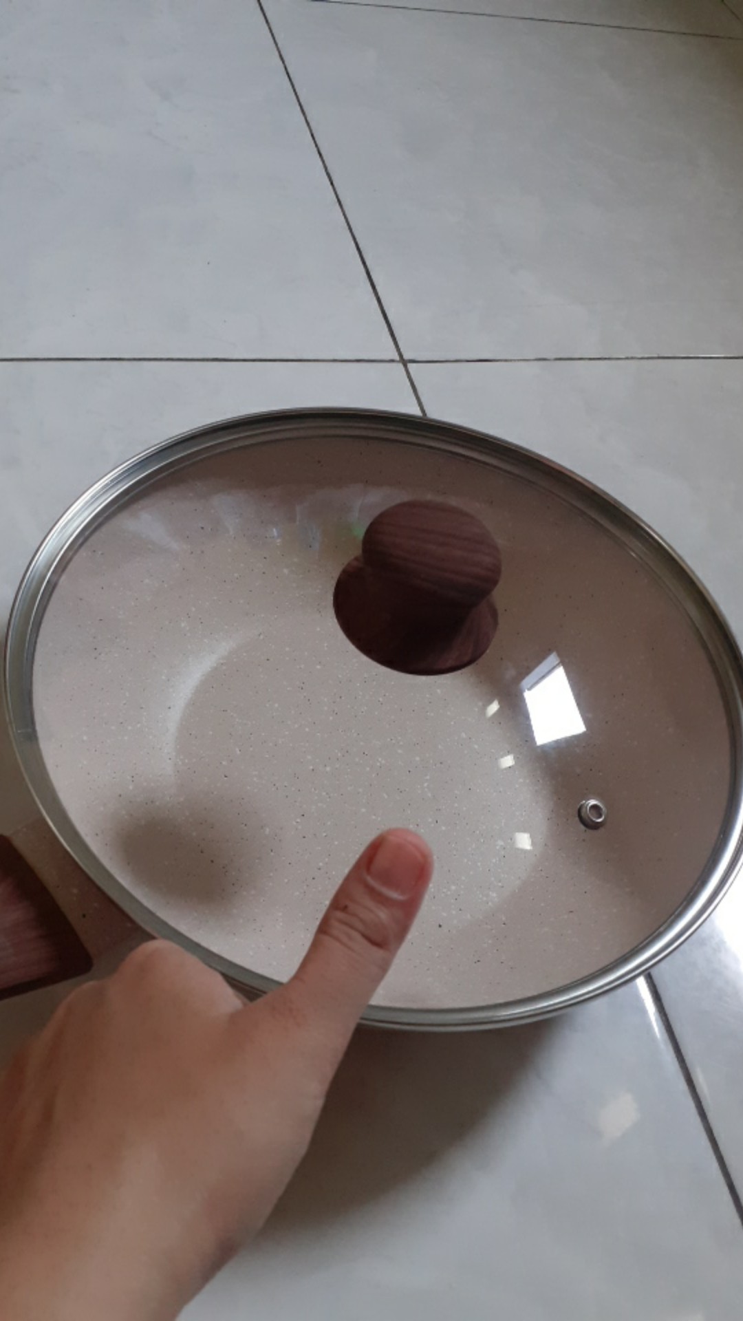 Bolde Super Pan Wok ( Wajan ) 26 Cm + Lid Tutup Kaca, Granite Beige Series