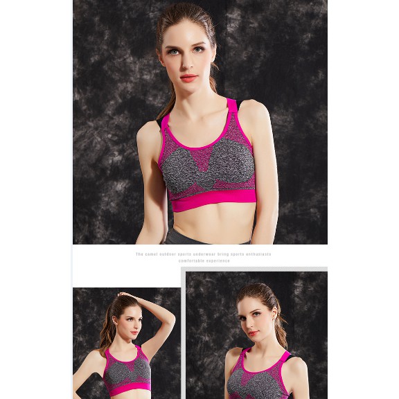 Bra Wanita Yoga Fitness Stretch Sports Bra Seamless Balapan bra B060