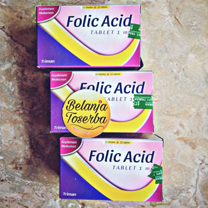 1 Box (100 tablet) Asam Folat Folic Acid 1000mcg /Vitamin Promil dan Menyusui Asam Folat Triman 1mg