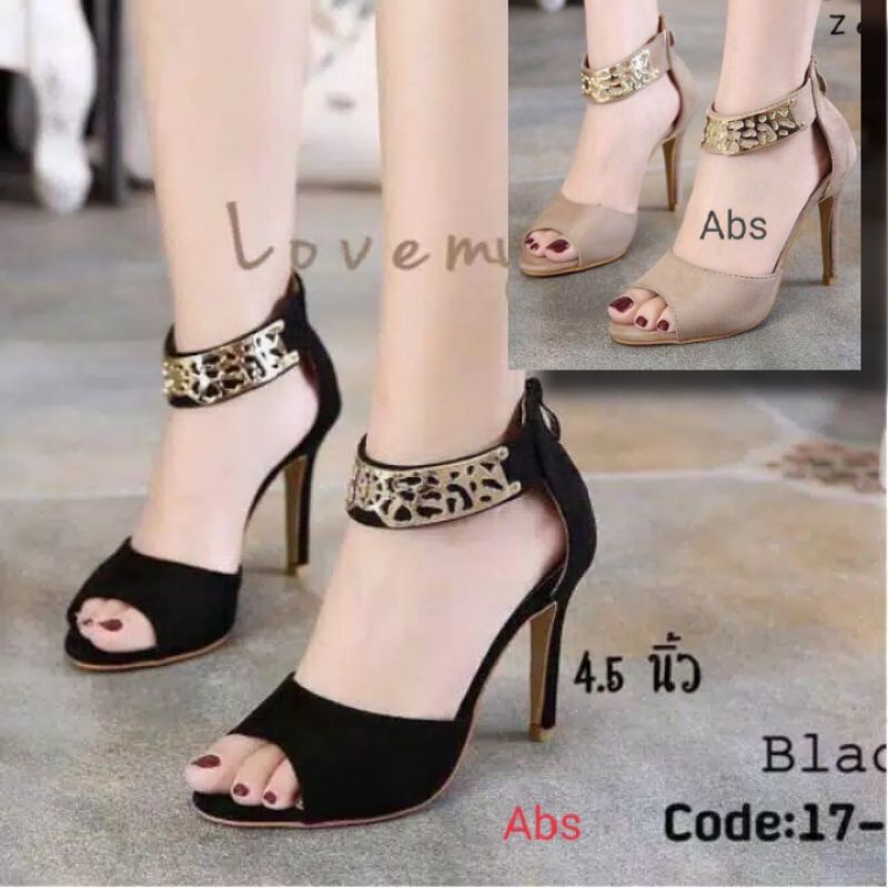 ABS HEELS STRAPPY PESTA UNDANGAN GELANG GOLD WANITA HEEL SANTAI TINGGI GUCII IMPORT