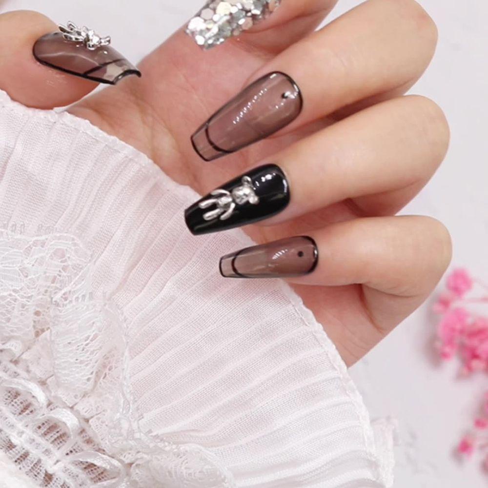 [Elegan] Beruang Nail Art Perhiasan Lucu Logam Beruang Kekerasan Pesona Fashion Retro DIY Hiasan Kuku