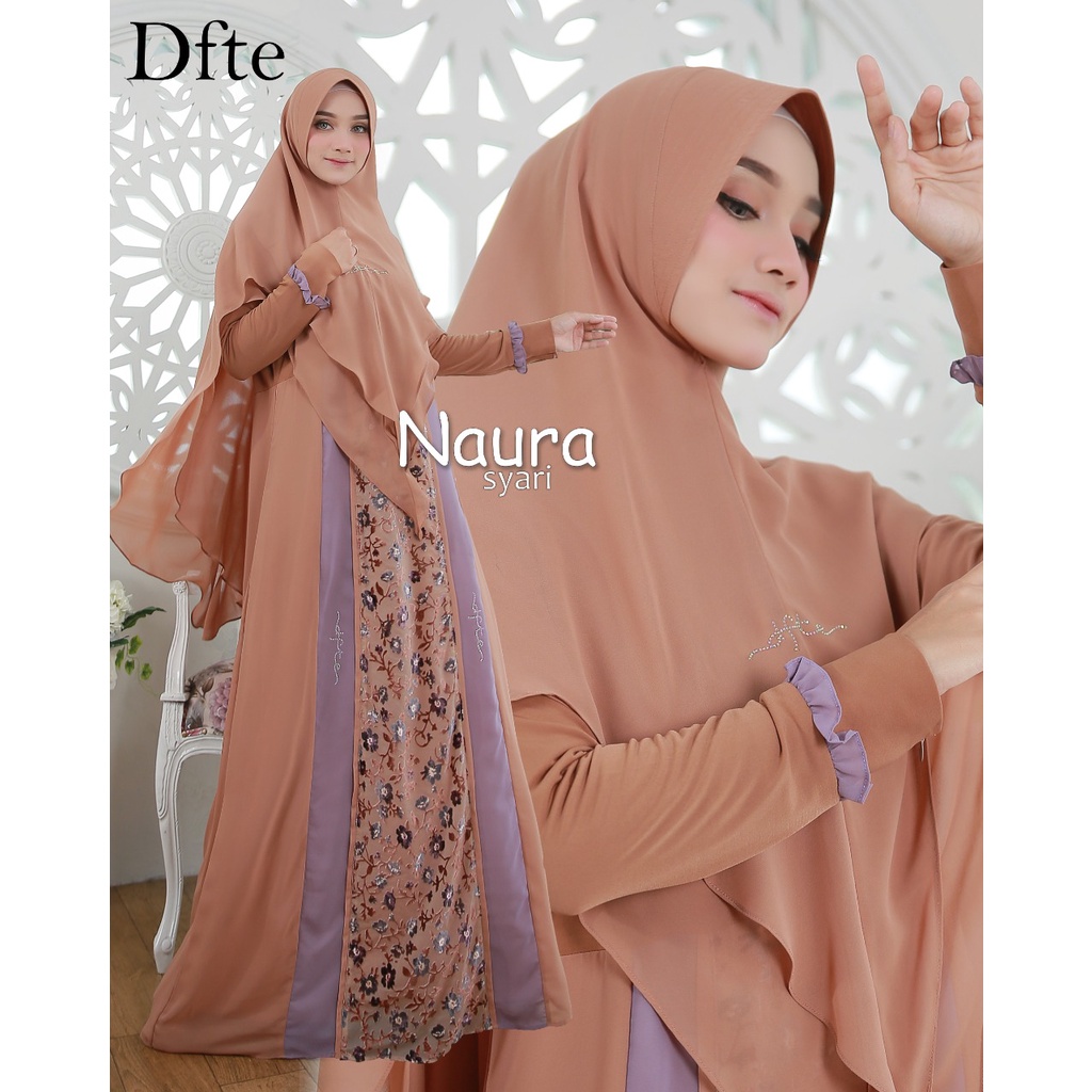 Naura Syari/ gamis set syari/ gamis syari khimar