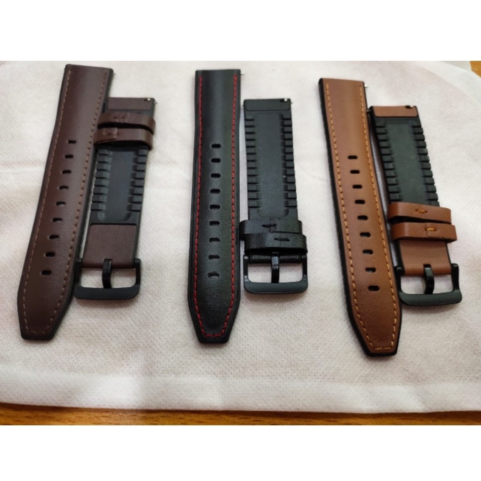 STRAP TALI JAM LEATHER KULIT RUBBER FOR FOSSIL SMARTWATCH GEN 4 5 22MM