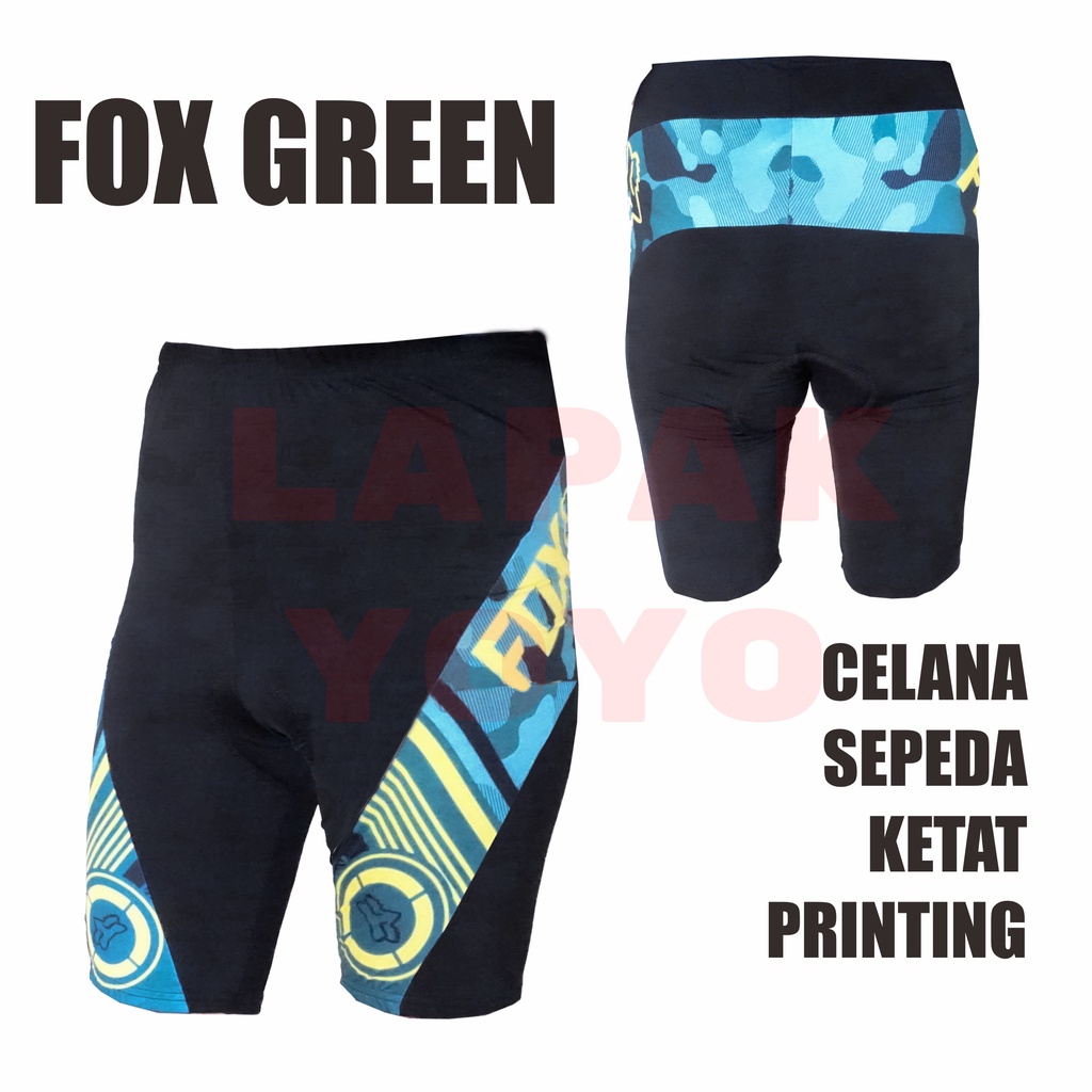 Celana Sepeda Road Bike XC Ketat Printing Murmer CKPM Fox Green