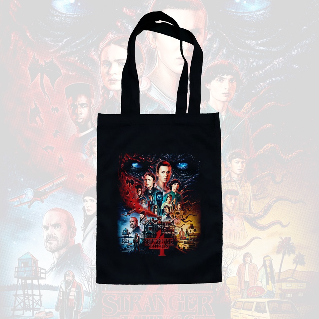 TOTE BAG HITAM - STRANGER THINGS - POSTER .03