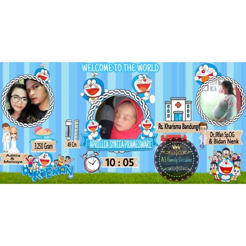frame Doraemon Biodata Bayi, Biodata Anak, Baby Shower [SOFTFILE]