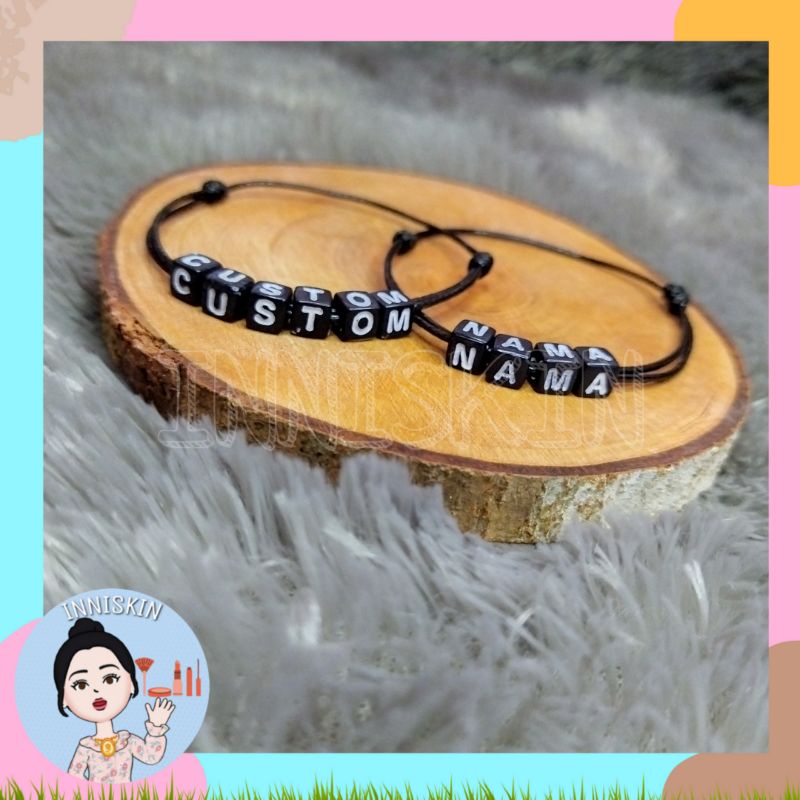 Gelang Nama Custom / Gelang Custom / Tali Gelang Korea Inisial / Gelang Nama / Gelang request Nama / Gelang Korea Nama Custom / Gelang Custom Nama