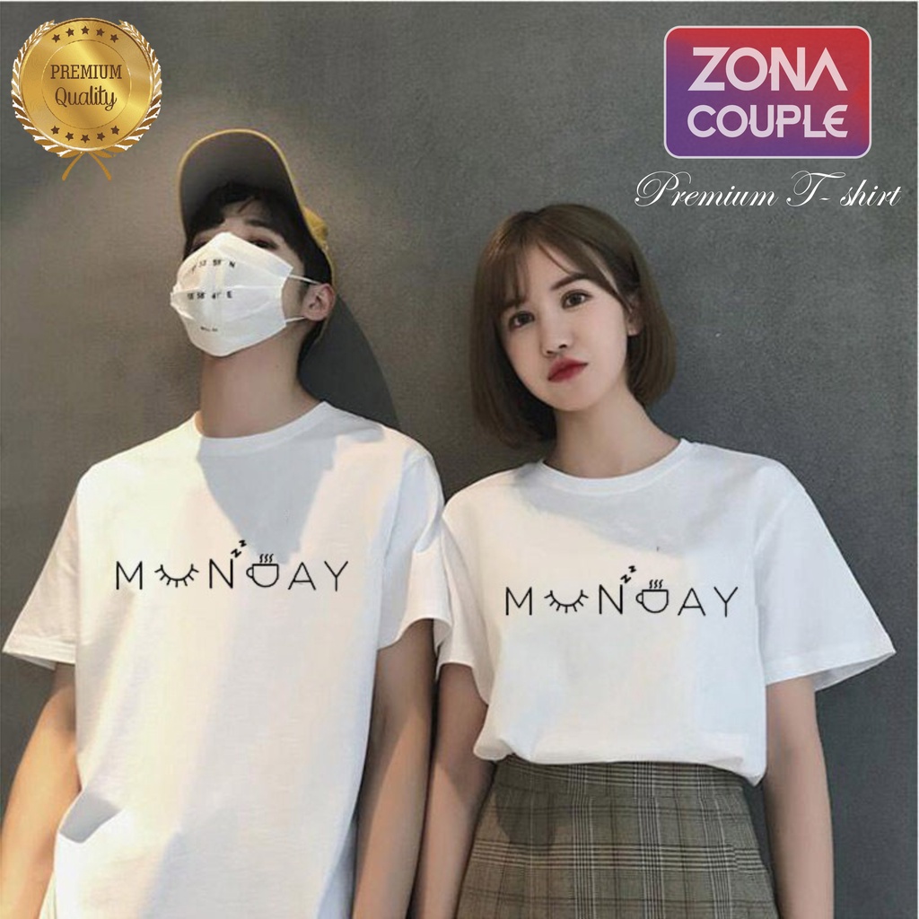 CAKRA KAOS COUPLE KOREA KAOS PASANGAN PACAR KAOS PUTIH LENGAN PENDEK KAOS KAPEL BAJU KADO