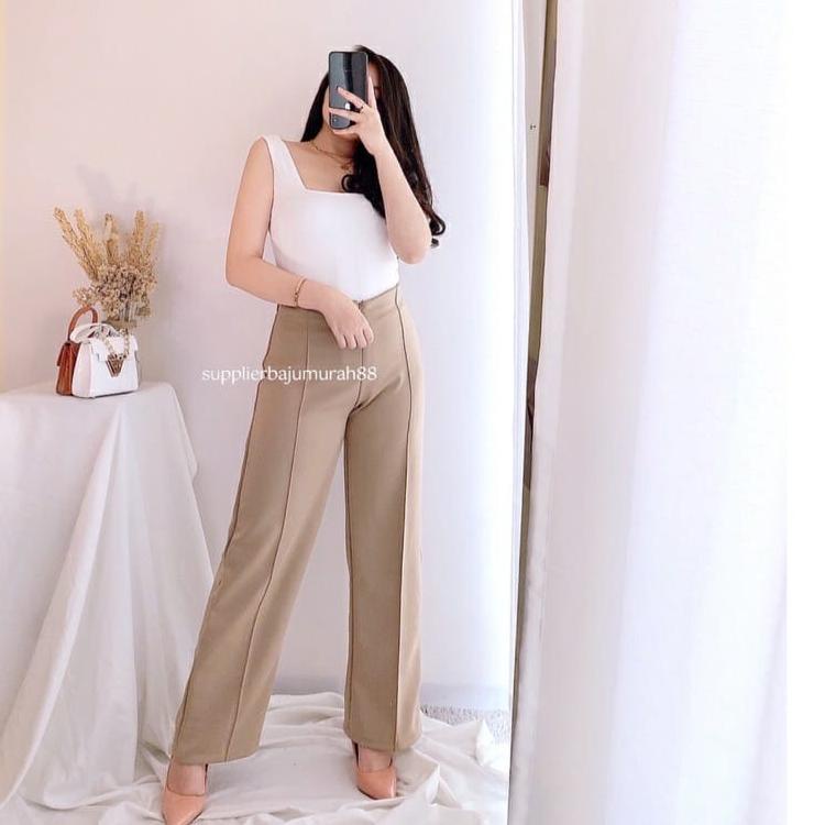 Celana Kulot Highwaist JUMBO BIGSIZE Wanita Scuba Premium Celana Panjang Kulot Wanita Highwaist Kekinian