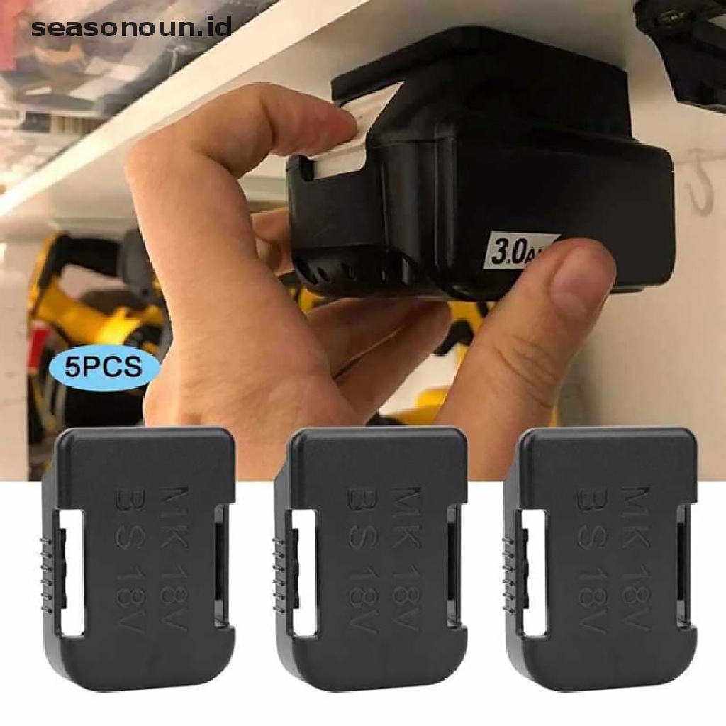 【seasonoun】 Battery Storage Mount Holder Belt Slot Rack For Makita/Bosch 18V Fixing Devices .