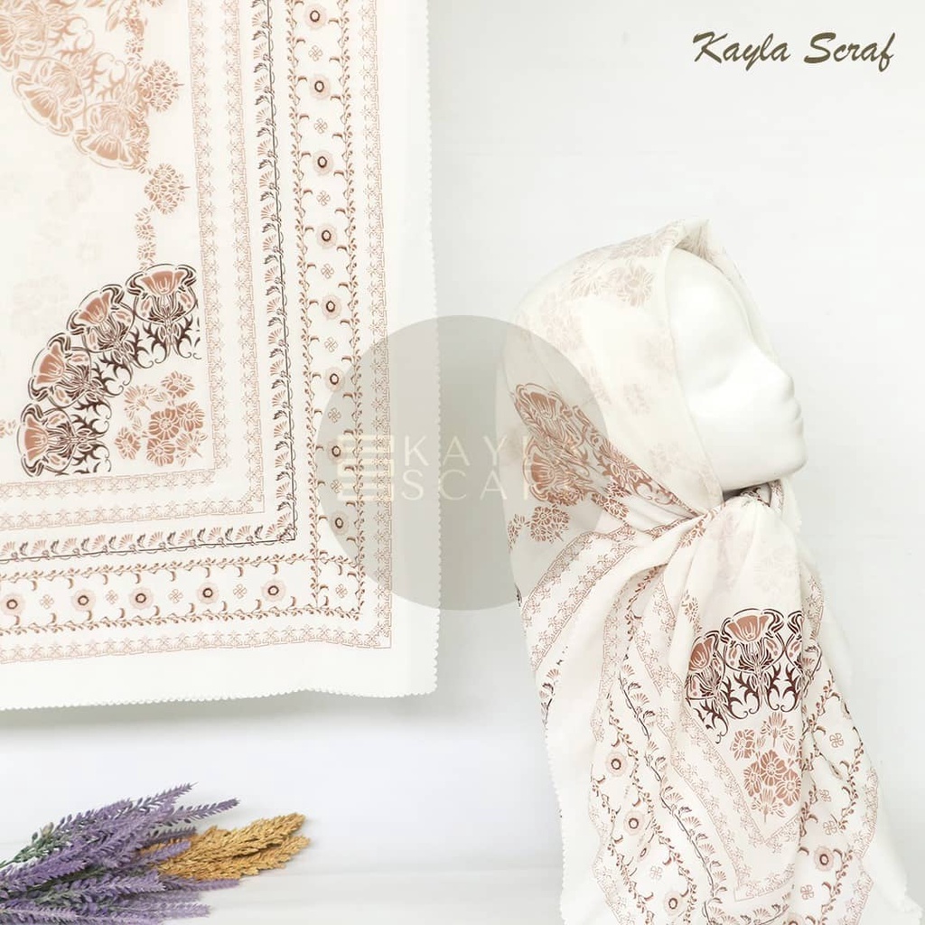 Jilbab Kerudung Hijab Voal Motif Premium Bunga Kayla Scarf Laserut 10 Muslim Wanita Fashion Segi Emp