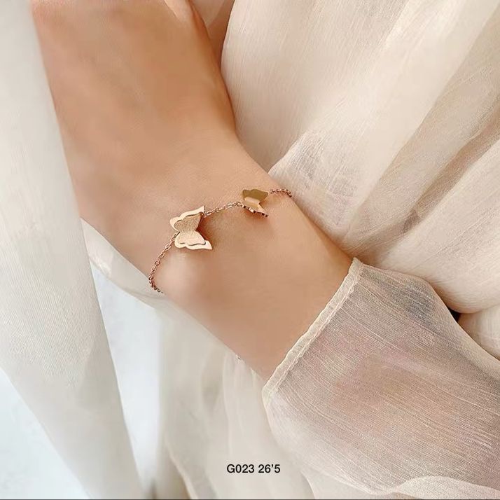 COD! gelang titanium kupukupu anti karat / gelang tangan &amp; gelang kaki butterfly rosegold import