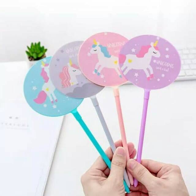 

Pulpen gel karakter kipas Unicorn lucu