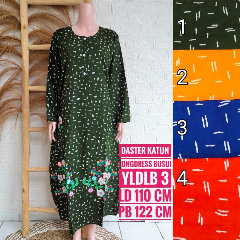 *Daster Katun Bordir Longdress Yunyun uk. L (YLDLB)