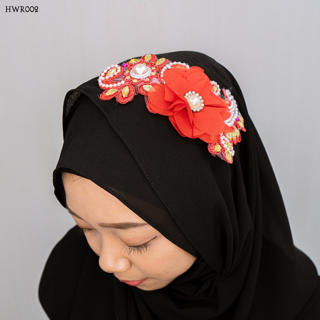 [PALING LARIS] AKSESORIS HIJAB MODERN PESTA HEADPIECE MERAH HWR002