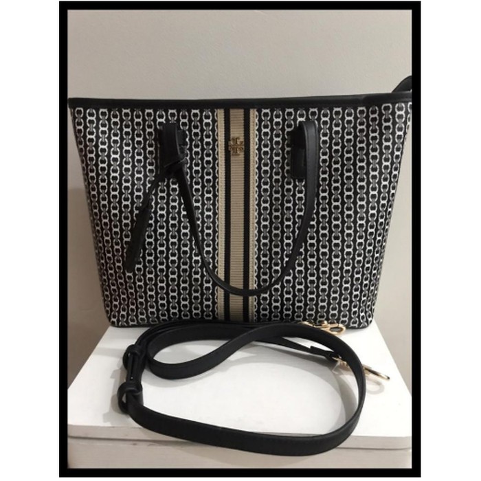 Tory Burch Gemini Link Canvas Small Tote Bag