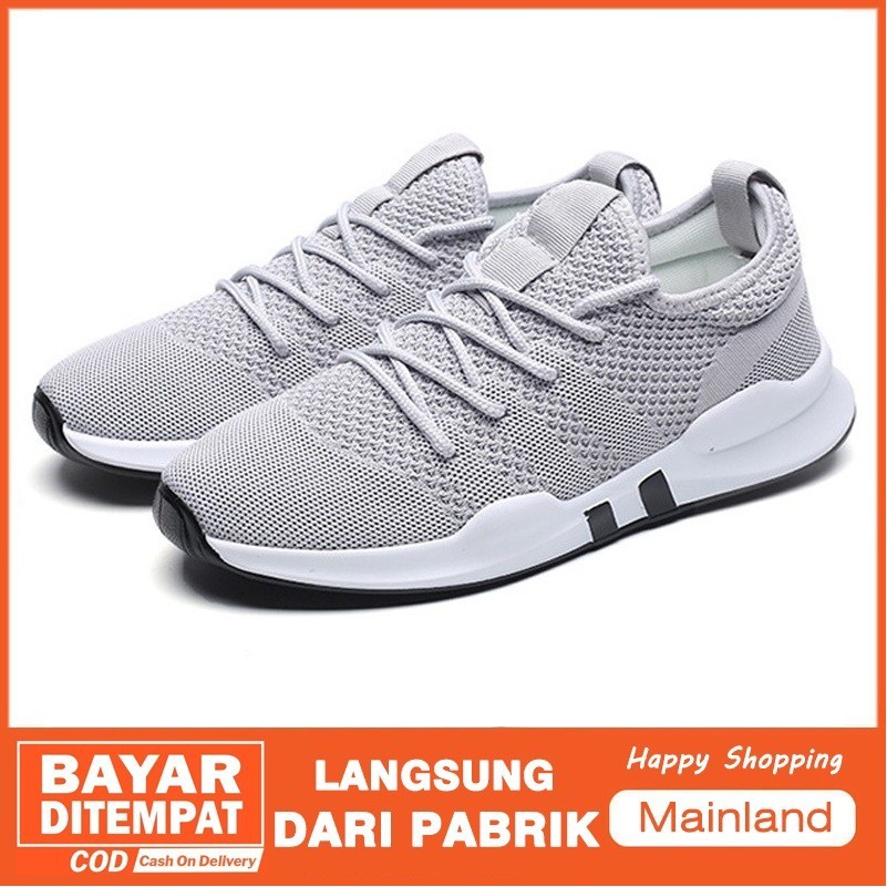 Mainland Sepatu Olahraga Pria Running Shoes Fashion Sepatu Import Untuk Sekolah Kerja Abu-Abu EE01-A