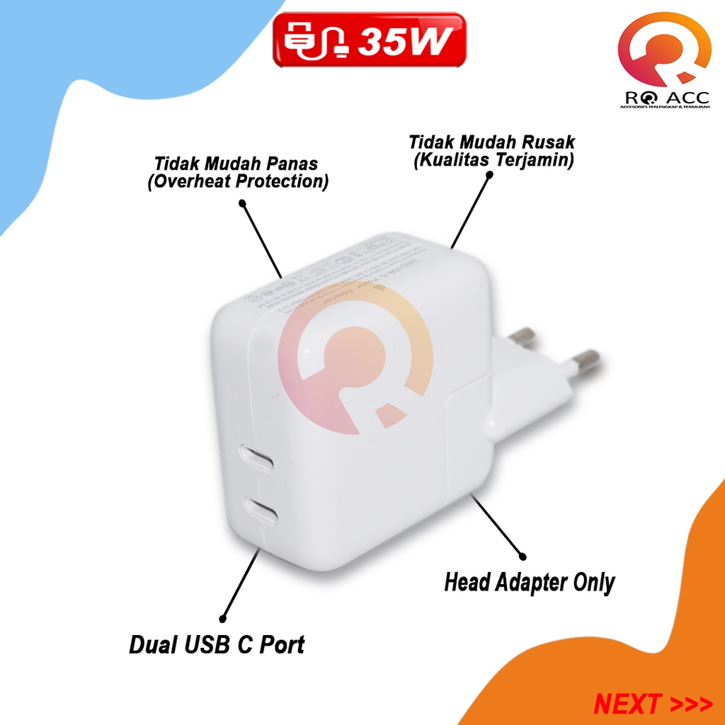 [RO ACC] 35W DUAL USB C PORT ADAPTER HEAD CHARGER X XR XS MAX 11 12 13 14 PRO MAX