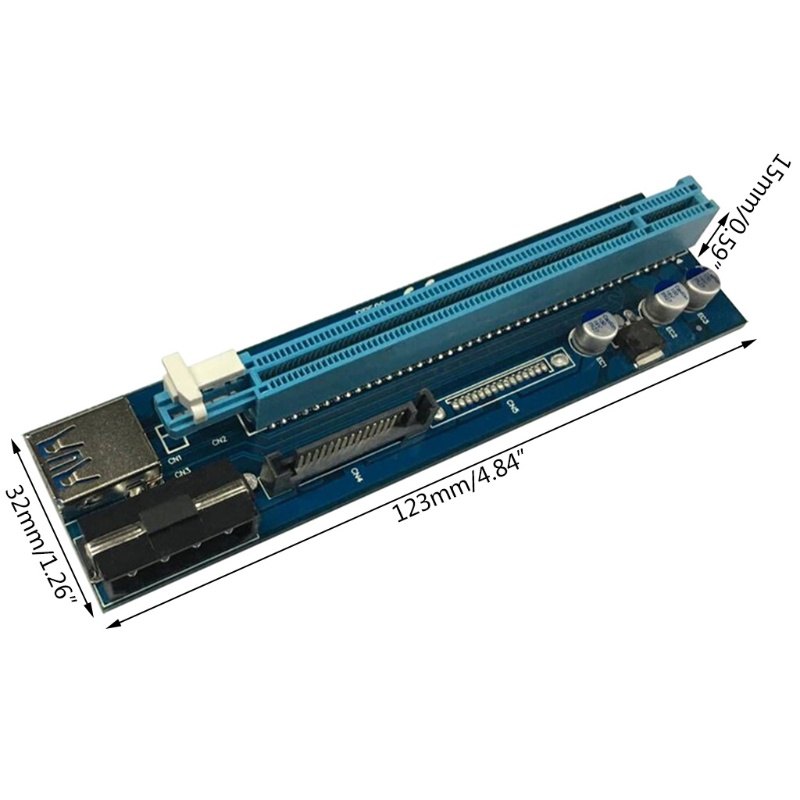 Btsg USB 3.0 PCI-E Riser VER006C 4Pin Antarmuka Ganda 16x Ke 1x Powered Adapter Card Untuk Bitcoin-Litecoin-ETH