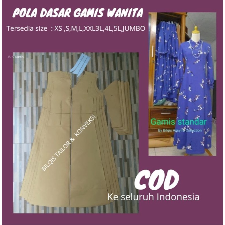 POLA INSTAN POLA JIPLAK POLA DASAR DRESS /GAMIS WANITA