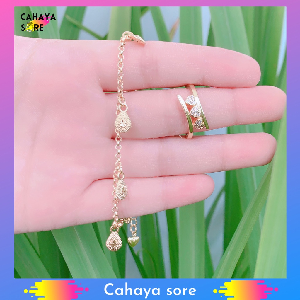 Gelang Xuping Gold Gelang Tangan Dewasa Rantai Simple Free Cincin GFC05