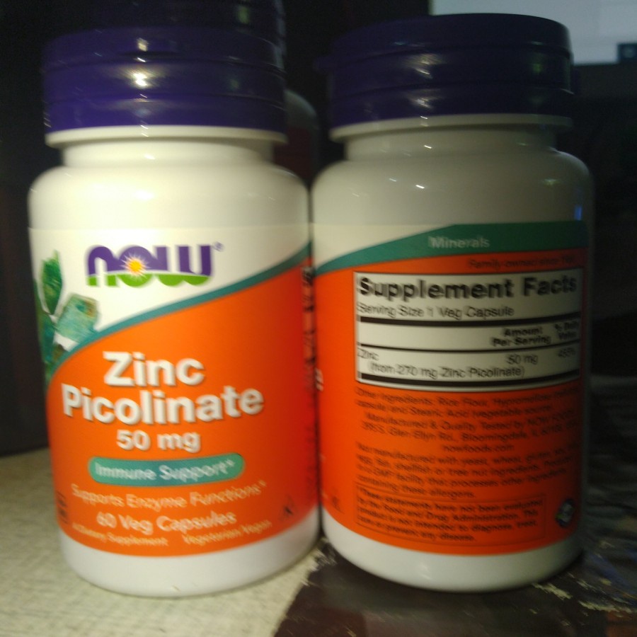 NOW FOODS Zinc Picolinate 50 mg 60 Veg Capsules - Mineral MADE IN USA