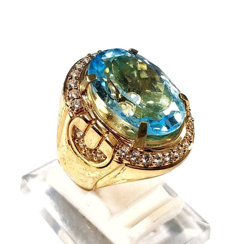 CINCIN PERMATA NATURAL TOPAZ BLUE SKY BIG SIZE