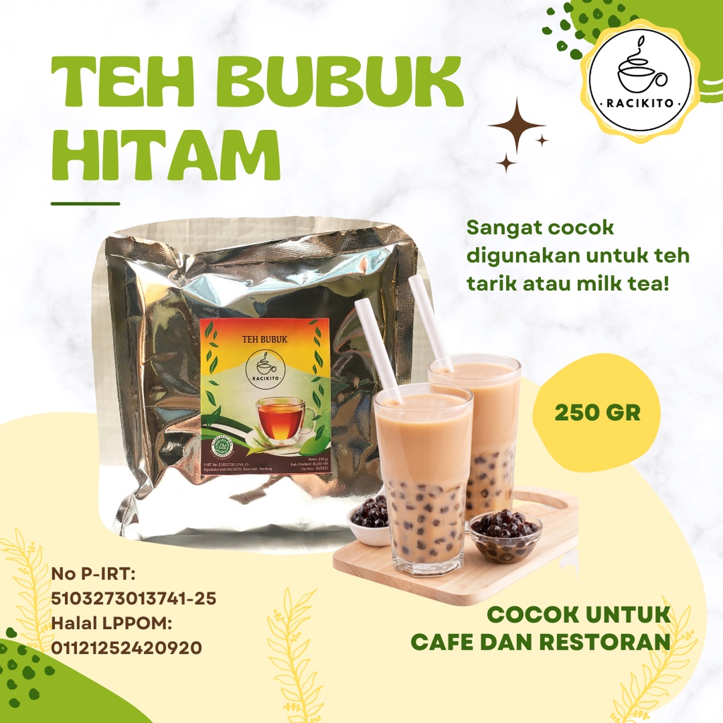 

RACIKITO Teh Bubuk Hitam Teh Bahan Milk Tea Teh Tarik Teh Sehat Teh Murah 250 gr
