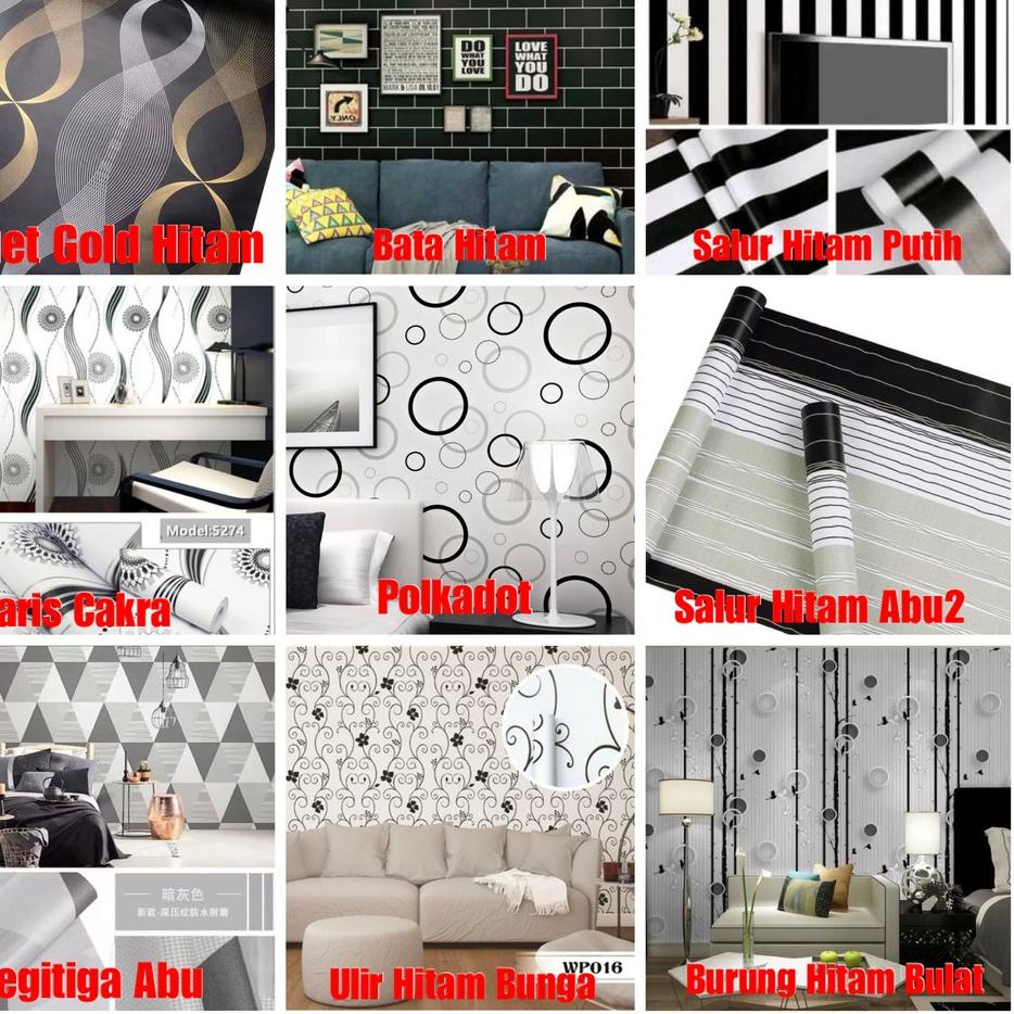 Jual Recomend Wallpaper Dinding Ukuran Cm X M Motif Garis Hitam Putih Salur Stripe