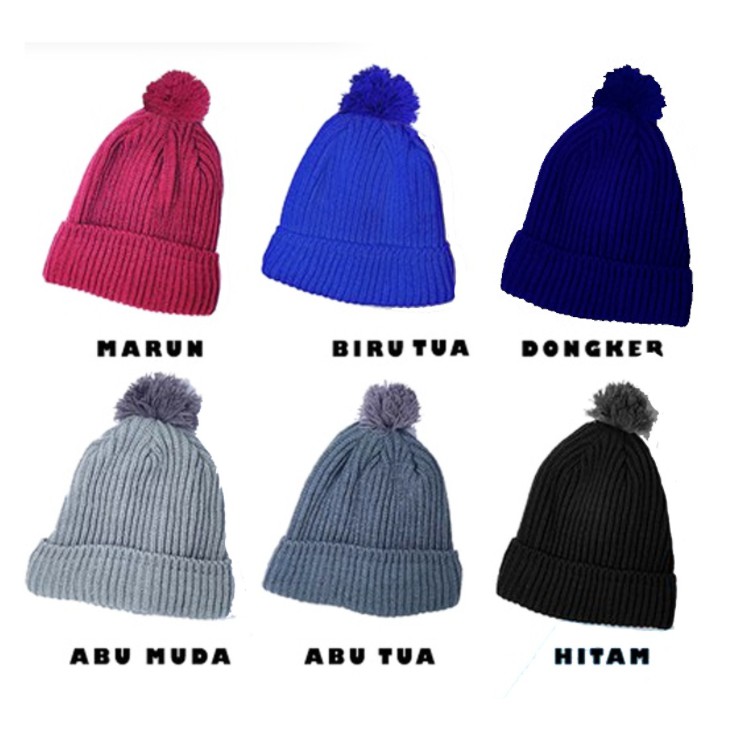 MetaCollections TOPI RAJUT ANAK POM POM JAMBUL KUPLUK POMPOM JAMBUL ANAK KUPLUK RAJUT JAMBUL TP5