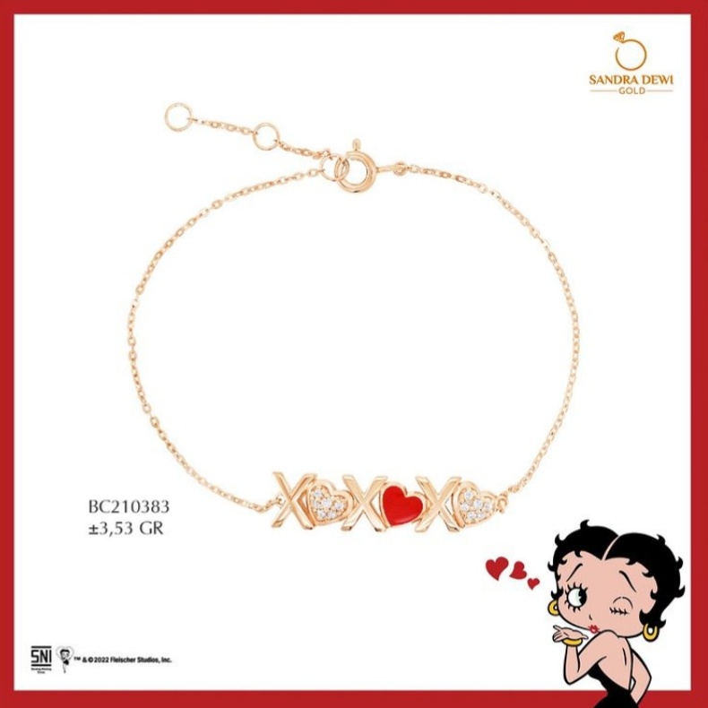 Gelang Sandra Dewi Gold Betty Boop XO Love Collections BC210383
