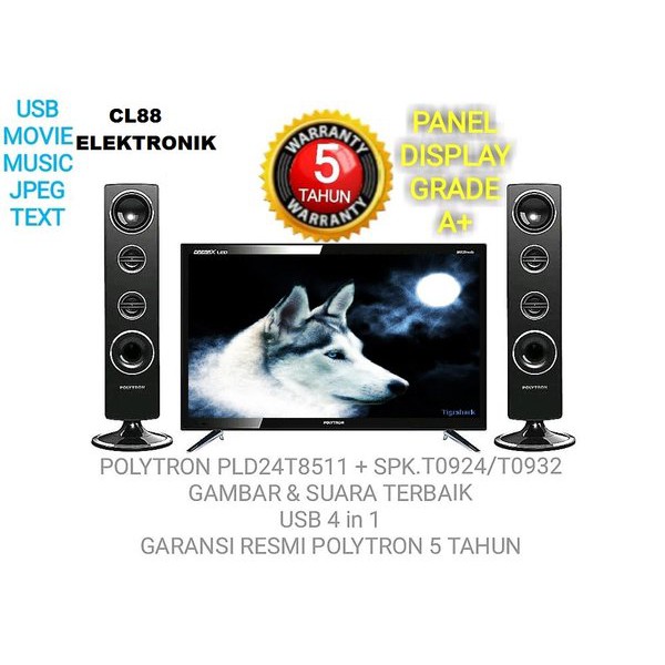 Solusi TV LED POLYTRON 24 INCH PLD24T8511 SPEAKER TOWER Limited