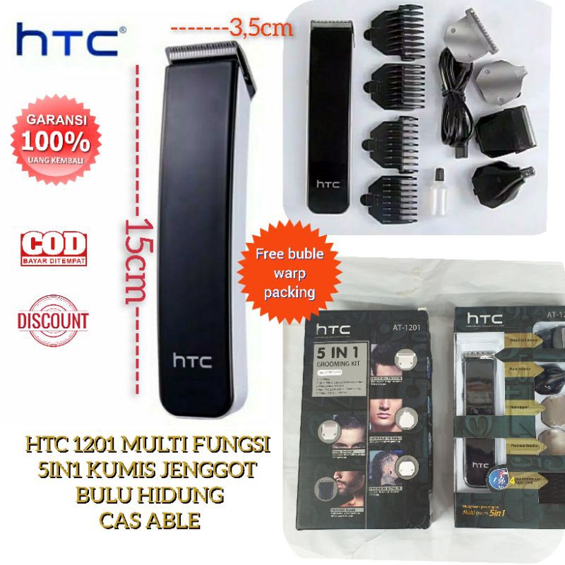 Alat Mesin Cukur Rambut Htc 1201 5in1 Kumis Jenggot Bulu Hidung MultiGroom  Hair Clipper Murah Cas