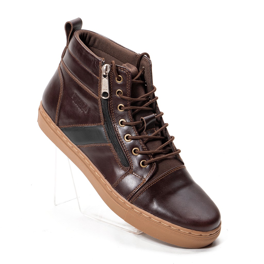 Sepatu Pria Casual Sneakers Kulit Asli Mahanta High Top Leather Q74