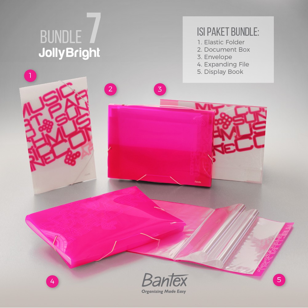 

[Zada] Bantex Jolly Bright Pink Bundle 7