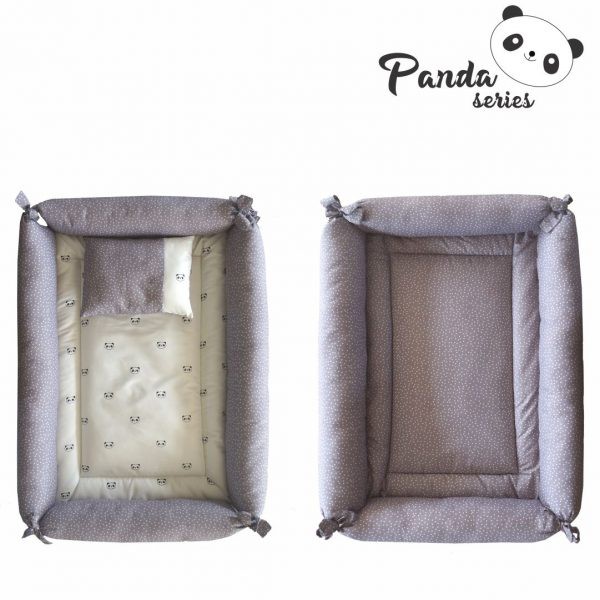 [2 kg] Omiland Kasur Bayi Serut Kotak + Kelambu Kojong (Bisa Dilepas) Panda Series - OYK 1142