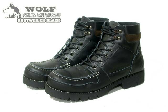 ( GARANSI TERMURAH)  SEPATU SAFETYBOOT KULIT WOLF ROTTWEILER ORIGINAL