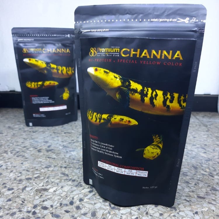 88 Premium YELLOW Channa 2 mm Pellet Pakan Makanan Ikan Pelet 100 gram