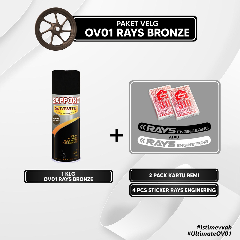 Paket Cat Velg OV01 Rays Bronze /Sapporo Ultimate /Cat Spray Semprot Aerosol Terbaik