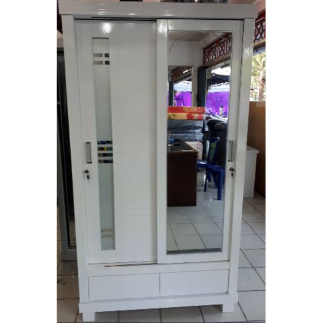  Lemari  pakaian 2 pintu full DUCO sliding lemari  kayu blokteak tebal minimalis  Shopee  Indonesia