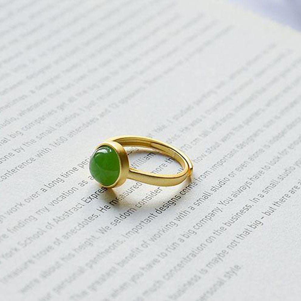 Mxbeauty Wanita Cincin Elegan Menawan Aksesoris Pakaian Jasper Cincin Perhiasan Hadiah Gadis Hetian Jade Ring