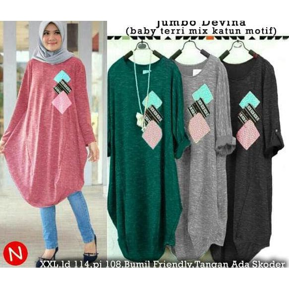 Promo  51464 Jumbo Devina/Baju Tunik/Atasan Muslim Wanita/Baju Muslim Murah