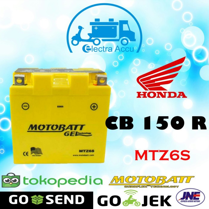 Aki motor honda CB150R motobatt MTZ6S Aki Gel