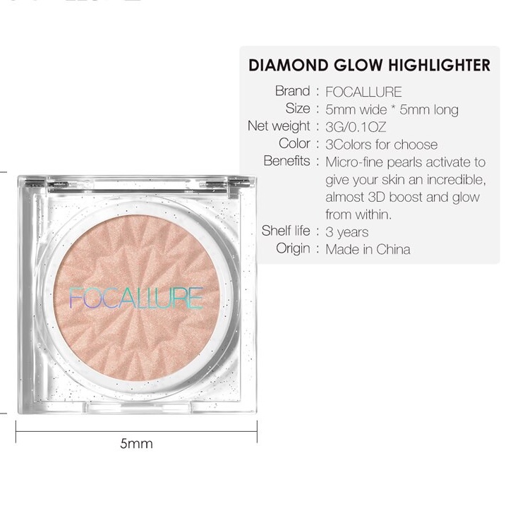 (READY &amp; ORI!) Focallure Diamond Glow Highlighter FA97 FA  Shimmer Padat Tahan Lama Waterproof