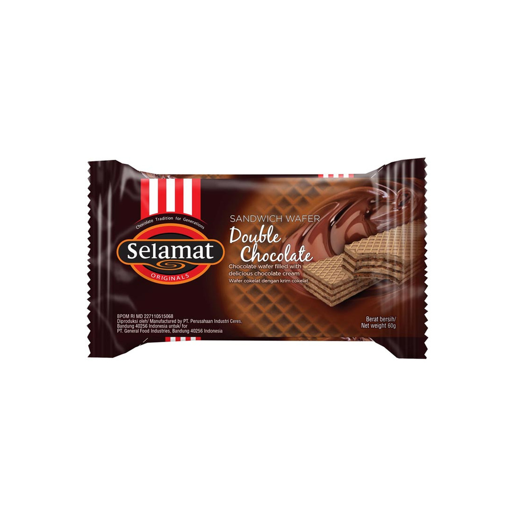 

SELAMAT Double Chocolate Wafer Sandwich Wafer Lapis Krim Cokelat 60g