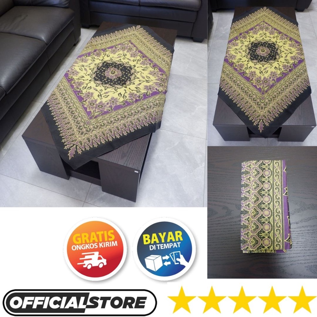 Taplak Meja Ruang Tamu Motif Batik Set Persegi Empat Kotak Panjang Katun Ukuran 100 x 100 Minimalis 