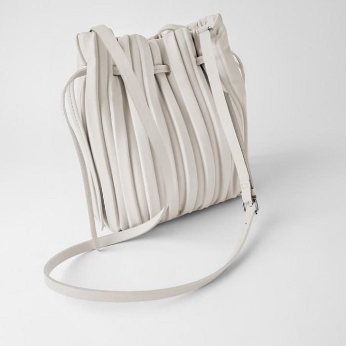 Tas Wanita ZARA Pleated Mini Beam Diagonal Bucket Bag / Tas Import